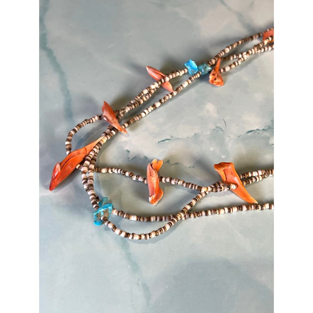 Zuni Multi Strand Heishi Shell Fetish Necklace Southwestern - Picture 4 of 6